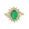14k Yellow Gold Diamond Green Stone Ring 5 Gold ring with emerald and diamonds