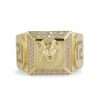 Gold lion head ring with diamonds