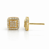 10k Yellow Gold Double Square Earrings, Natural Diamonds 4 Gold earrings with sparkling diamonds