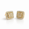 10k Yellow Gold Double Square Earrings, Natural Diamonds 3 Gold square earrings with diamonds