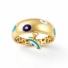 Gold ring with colorful eye motifs