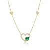 Gold heart necklace with green gem
