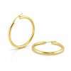 Two gold hoop earrings displayed elegantly.