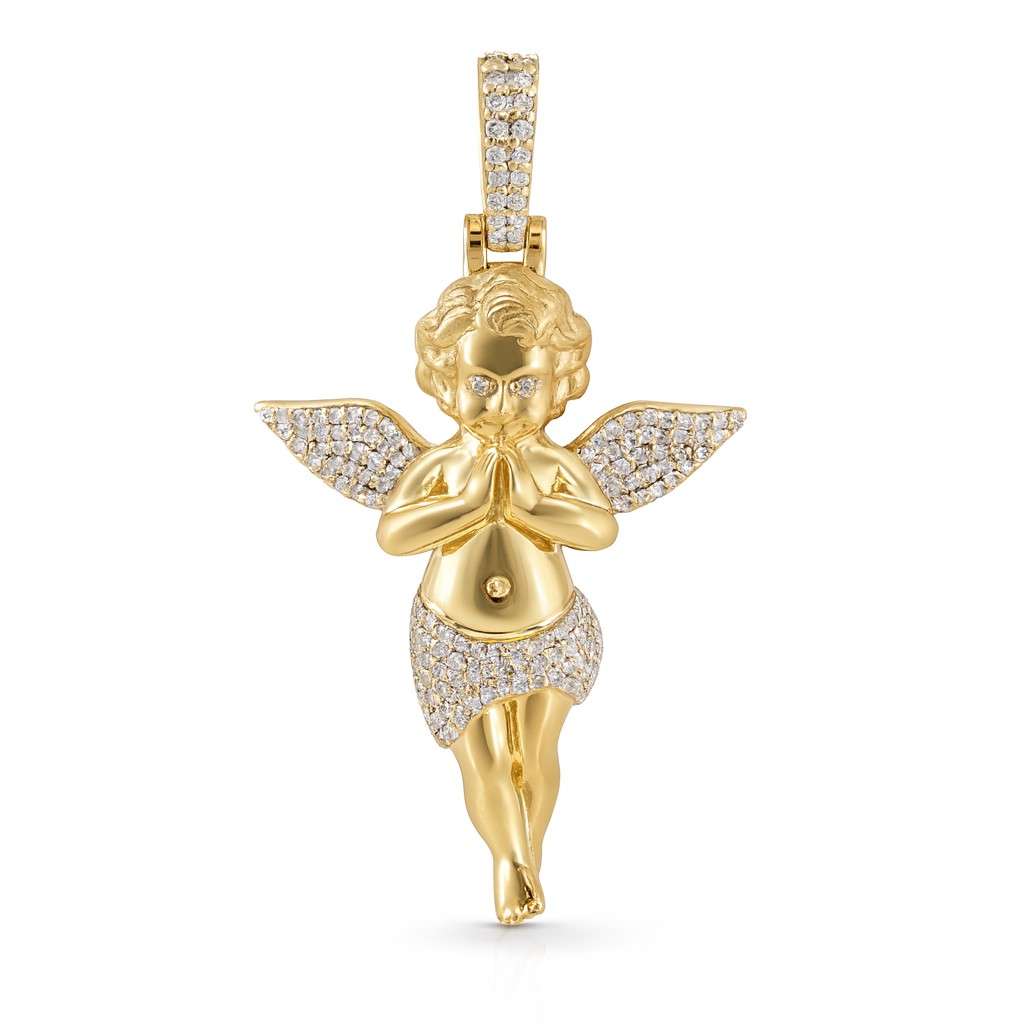 10k Yellow Gold Diamond Angel Pendant 1 Gold angel pendant with diamonds