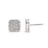 10k White Gold Diamond Square Studs 4 Silver stud earrings with intricate design