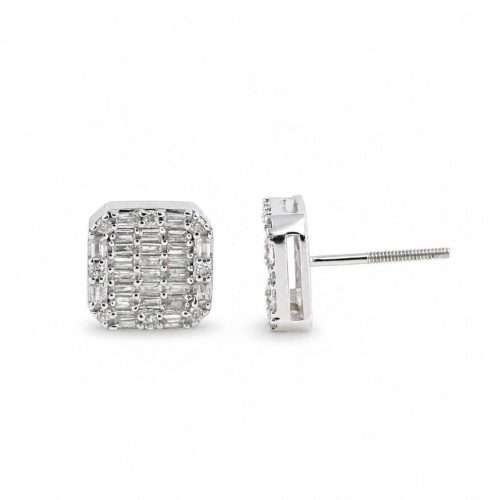 Silver stud earrings with intricate design