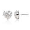 Silver heart-shaped stud earrings