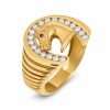 Gold ring with horse design and gems