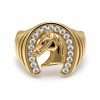 Gold horse ring with diamonds