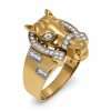 Gold horse head ring with diamonds