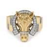 Gold horse head ring with diamonds