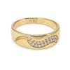 Gold ring with diamond accents.