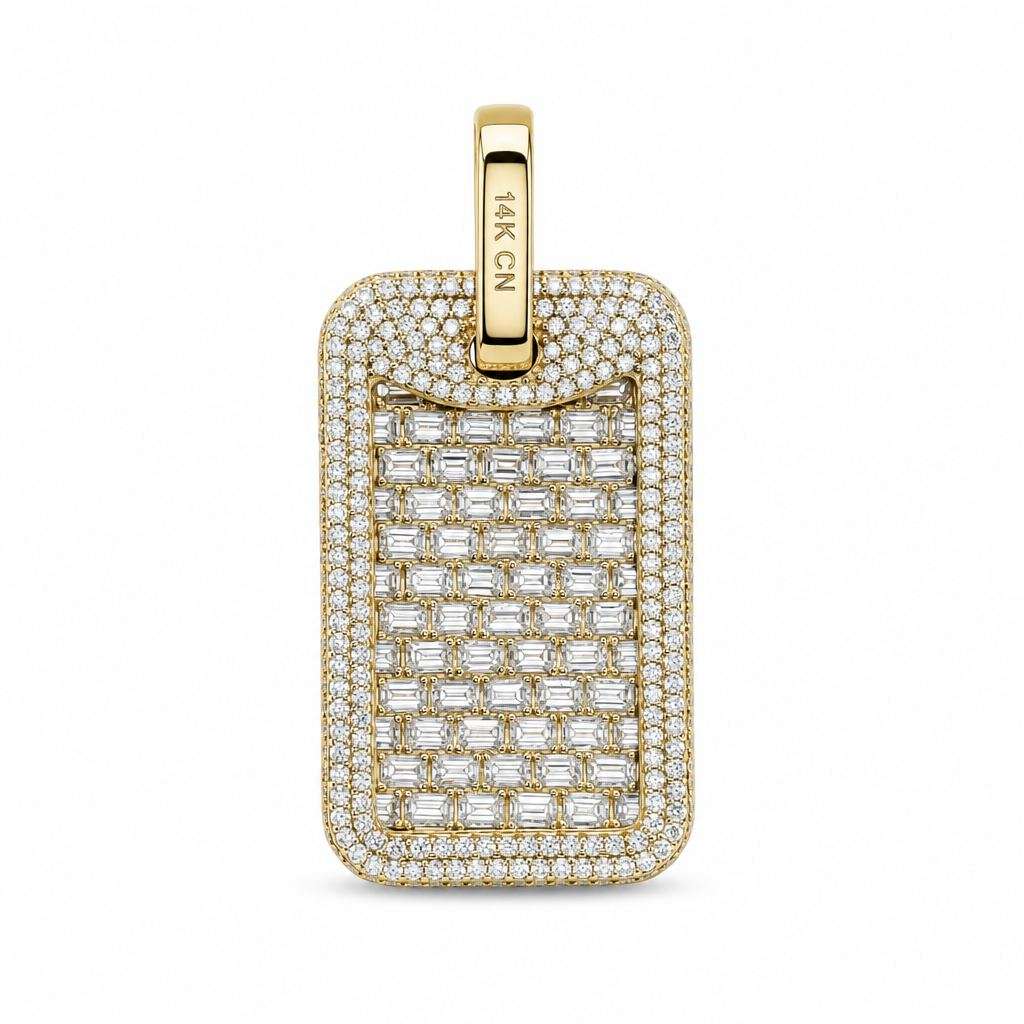 14k Gold Diamond Dog Tag Pendant 1 Gold pendant with diamond embellishments