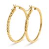 Shiny gold hoop earrings, textured design