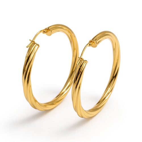 Home 47 Twisted gold hoop earrings