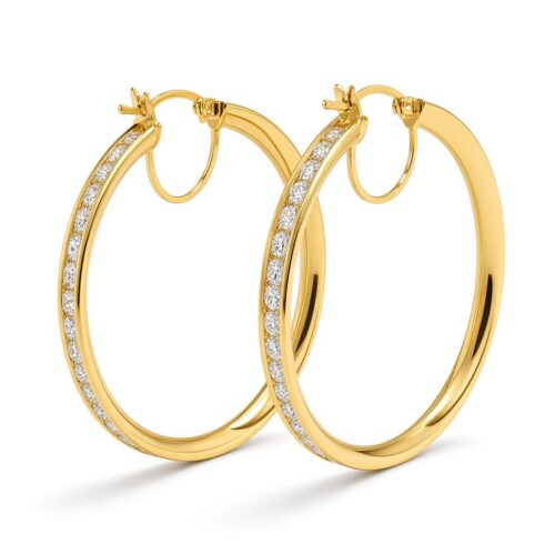 Home 45 Gold hoop earrings with diamonds