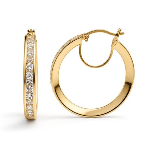 Home 42 Gold hoop earrings with diamonds